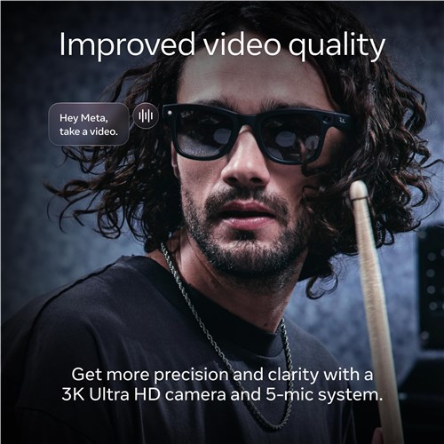 Ray-Ban | Meta Wayfarer Large Gen 2 AI Glasses (Shiny Black/Transitions Green Graphite)