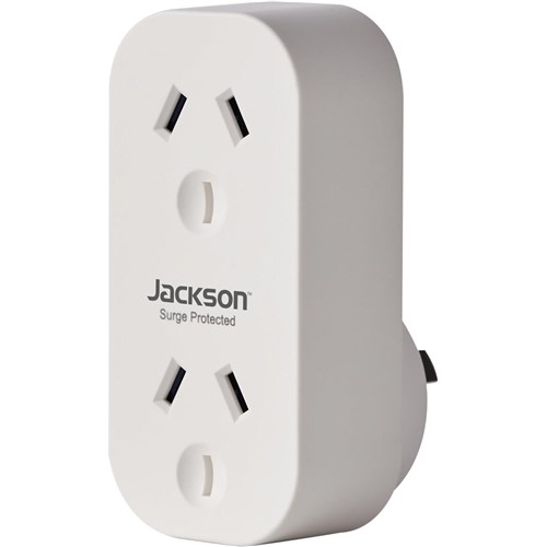 Jackson Vertical Double Adaptor w/ 2 x Power Socket Outlets Surge Protection