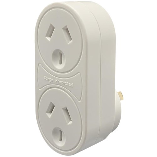 Jackson Vertical Double Adaptor w/ 2 x Power Socket Outlets Surge Protection